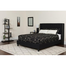 Load image into Gallery viewer, Queen Size Platform Bed in Black Fabric with Pocket Spring Mattress