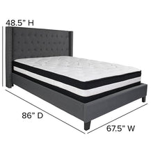 Load image into Gallery viewer, Queen Size Platform Bed in Dark Gray Fabric with Pocket Spring Mattress