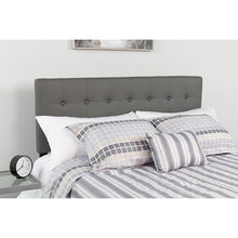 Load image into Gallery viewer, Tufted Upholstered Full Size Headboard in Gray Vinyl