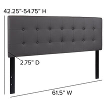 Load image into Gallery viewer, Tufted Upholstered Queen Size Headboard in Gray Vinyl