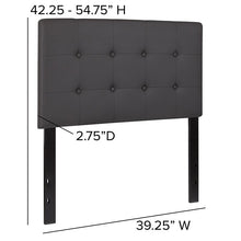 Load image into Gallery viewer, Tufted Upholstered Twin Size Headboard in Gray Vinyl