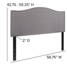 Load image into Gallery viewer, Upholstered Full Size Headboard with Accent Nail Trim in Light Gray Fabric