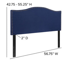 Load image into Gallery viewer, Upholstered Full Size Headboard with Accent Nail Trim in Navy Fabric