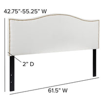 Load image into Gallery viewer, Upholstered Queen Size Headboard with Accent Nail Trim in White Fabric