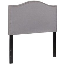 Load image into Gallery viewer, Upholstered Twin Size Headboard with Accent Nail Trim in Light Gray Fabric
