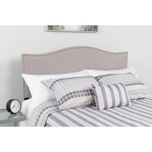 Load image into Gallery viewer, Upholstered Twin Size Headboard with Accent Nail Trim in Light Gray Fabric