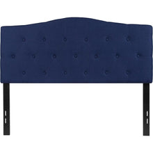 Load image into Gallery viewer, Tufted Upholstered Full Size Headboard in Navy Fabric