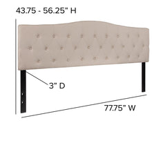 Load image into Gallery viewer, Tufted Upholstered King Size Headboard in Beige Fabric