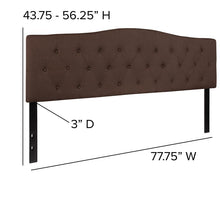 Load image into Gallery viewer, Tufted Upholstered King Size Headboard in Dark Brown Fabric