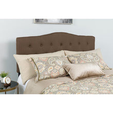 Load image into Gallery viewer, Tufted Upholstered King Size Headboard in Dark Brown Fabric