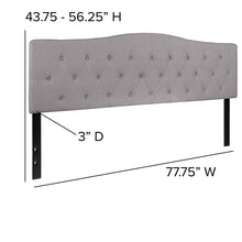 Load image into Gallery viewer, Tufted Upholstered King Size Headboard in Light Gray Fabric