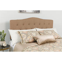 Load image into Gallery viewer, Tufted Upholstered Queen Size Headboard in Camel Fabric