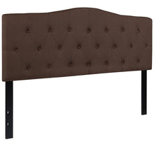 Load image into Gallery viewer, Tufted Upholstered Queen Size Headboard in Dark Brown Fabric