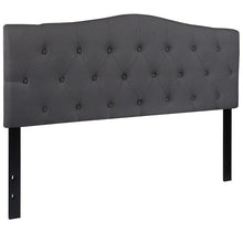 Load image into Gallery viewer, Tufted Upholstered Queen Size Headboard in Dark Gray Fabric