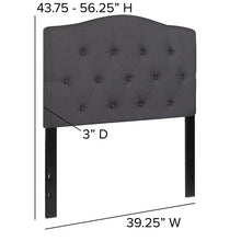 Load image into Gallery viewer, Tufted Upholstered Twin Size Headboard in Dark Gray Fabric