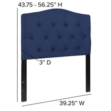 Load image into Gallery viewer, Tufted Upholstered Twin Size Headboard in Navy Fabric