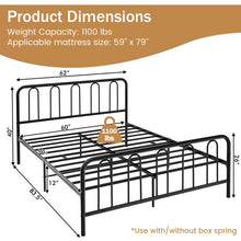 Load image into Gallery viewer, Full Size/Queen Size Metal Bed Frame with Headboard and Footboard-Queen Size