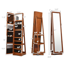 Load image into Gallery viewer, 360� Rotatable Armoire 2-in-1 Lockable Mirrored Jewelry Cabinet-Brown
