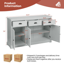 Load image into Gallery viewer, 3 Drawers Sideboard Buffet Storage with Adjustable Shelves-Gray
