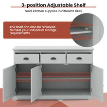 Load image into Gallery viewer, 3 Drawers Sideboard Buffet Storage with Adjustable Shelves-Gray