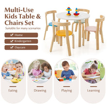 Load image into Gallery viewer, 5-Piece Kids Wooden Curved Back Activity Table and Chair Set withToy Bricks