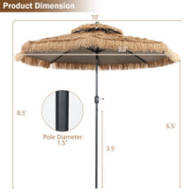 Load image into Gallery viewer, 10 Feet Hawaiian Style Thatched Tiki Patio Umbrella for Beach and Poolside