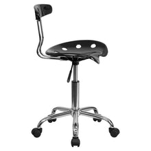 Load image into Gallery viewer, Vibrant Black and Chrome Swivel Task Office Chair with Tractor Seat