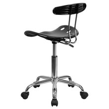 Load image into Gallery viewer, Vibrant Black and Chrome Swivel Task Office Chair with Tractor Seat