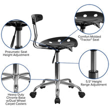 Load image into Gallery viewer, Vibrant Black and Chrome Swivel Task Office Chair with Tractor Seat