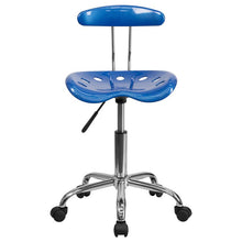 Load image into Gallery viewer, Vibrant Bright Blue and Chrome Swivel Task Office Chair with Tractor Seat