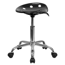Load image into Gallery viewer, Vibrant Black Tractor Seat and Chrome Stool