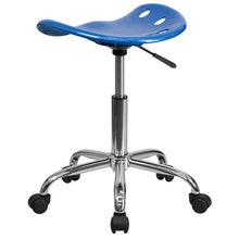 Load image into Gallery viewer, Vibrant Bright Blue Tractor Seat and Chrome Stool