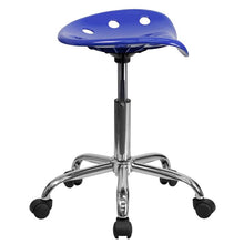 Load image into Gallery viewer, Vibrant Nautical Blue Tractor Seat and Chrome Stool