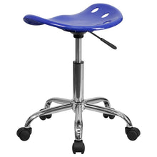 Load image into Gallery viewer, Vibrant Nautical Blue Tractor Seat and Chrome Stool