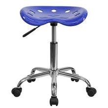 Load image into Gallery viewer, Vibrant Nautical Blue Tractor Seat and Chrome Stool