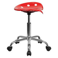 Load image into Gallery viewer, Vibrant Red Tractor Seat and Chrome Stool