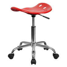 Load image into Gallery viewer, Vibrant Red Tractor Seat and Chrome Stool