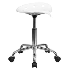 Load image into Gallery viewer, Vibrant White Tractor Seat and Chrome Stool