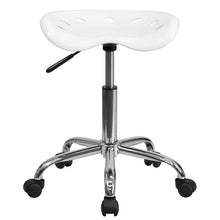 Load image into Gallery viewer, Vibrant White Tractor Seat and Chrome Stool