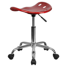 Load image into Gallery viewer, Vibrant Wine Red Tractor Seat and Chrome Stool