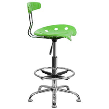 Load image into Gallery viewer, Vibrant Apple Green and Chrome Drafting Stool with Tractor Seat