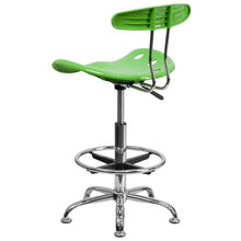 Load image into Gallery viewer, Vibrant Apple Green and Chrome Drafting Stool with Tractor Seat