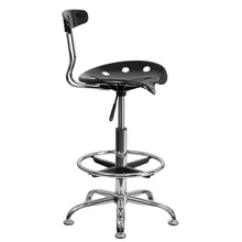 Load image into Gallery viewer, Vibrant Black and Chrome Drafting Stool with Tractor Seat