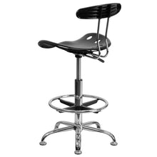Load image into Gallery viewer, Vibrant Black and Chrome Drafting Stool with Tractor Seat