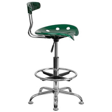 Load image into Gallery viewer, Vibrant Green and Chrome Drafting Stool with Tractor Seat