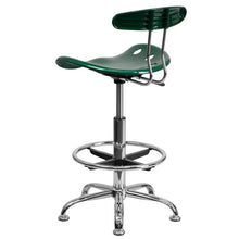 Load image into Gallery viewer, Vibrant Green and Chrome Drafting Stool with Tractor Seat