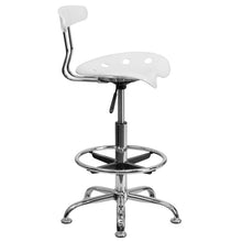 Load image into Gallery viewer, Vibrant White and Chrome Drafting Stool with Tractor Seat