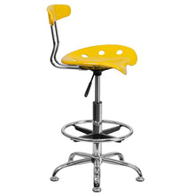 Load image into Gallery viewer, Vibrant Yellow and Chrome Drafting Stool with Tractor Seat