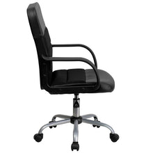 Load image into Gallery viewer, Mid-Back Black LeatherSoft and Mesh Swivel Task Office Chair with Arms