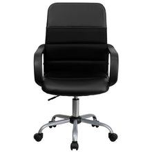 Load image into Gallery viewer, Mid-Back Black LeatherSoft and Mesh Swivel Task Office Chair with Arms